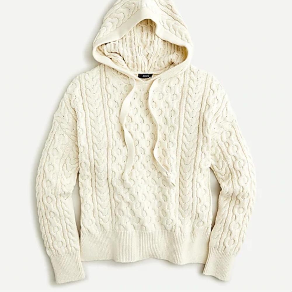 J. Crew Cable-knit Sweater Hoodie Size Medium